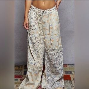 POL Patchwork Floral wide leg pants